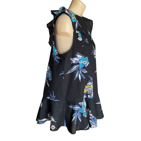FREE PEOPLE Summer in Tulum Tunic Top Ruffle Floral Black Size Medium - Picture 6 of 15